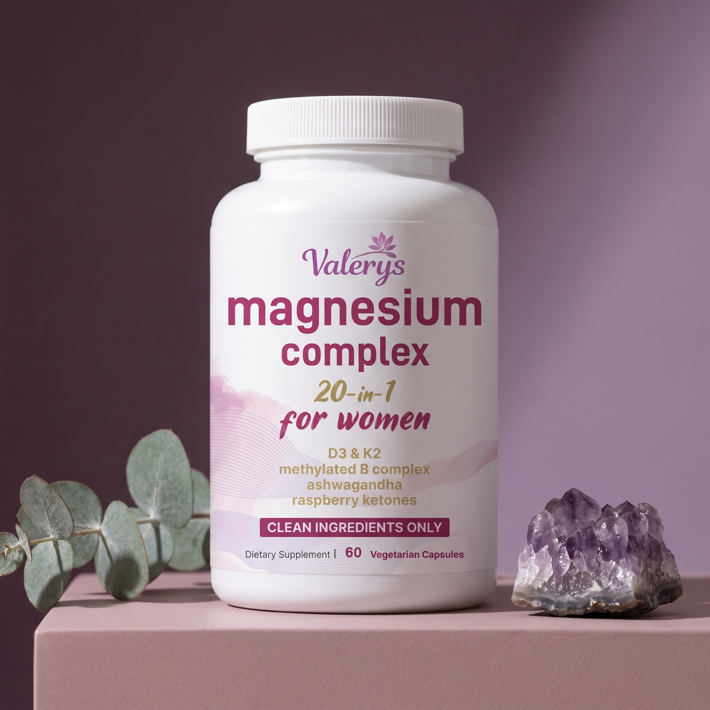 Magnesium Complex for Women — 10 Forms + D3, K2 & B Vitamins | 20-in-1 | Valerys