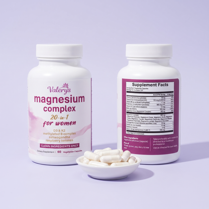 Magnesium Complex for Women — 10 Forms + D3, K2 & B Vitamins | 20-in-1 | Valerys