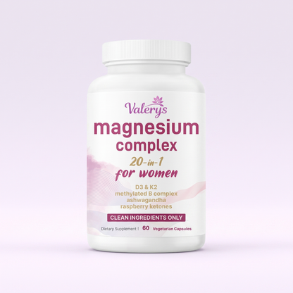 Magnesium Complex for Women — 10 Forms + D3, K2 & B Vitamins | 20-in-1 | Valerys