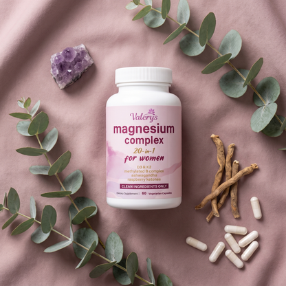 Magnesium Complex for Women — 10 Forms + D3, K2 & B Vitamins | 20-in-1 | Valerys