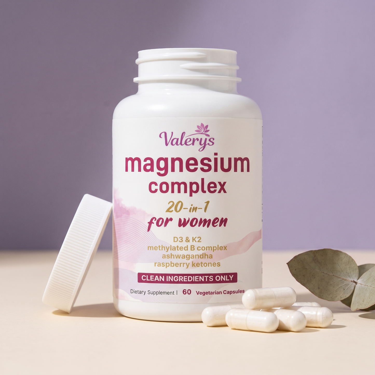 Magnesium Complex for Women — 10 Forms + D3, K2 & B Vitamins | 20-in-1 | Valerys